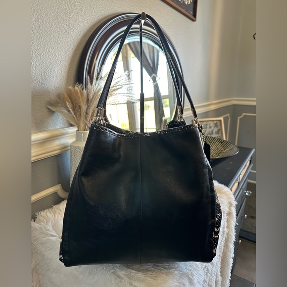 Coach Handbags - Coach Edie color block mixed  black leather and python pattern